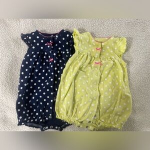 Carter's Navy Blue and Yellow Polka Dot Baby One-Piece Bodysuits